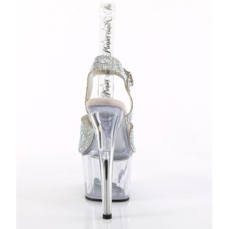 Chaussures de pole dance transparentes avec brides pailletées de strass dorés Adore