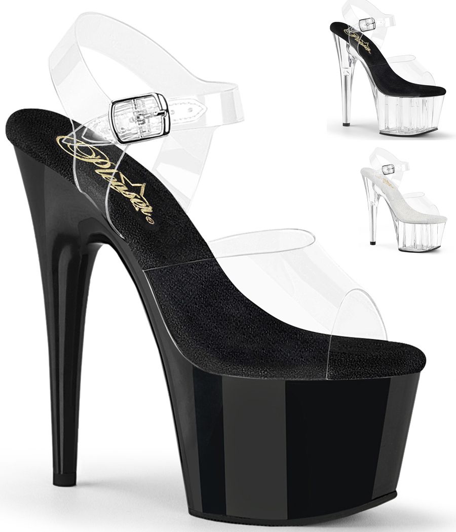 Sandales à plateforme et talon stiletto avec brides en TPU souple confort Pleaser