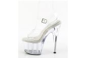 Sandales sexy transparentes avec lanières à bords polis et doublure blanche Adore