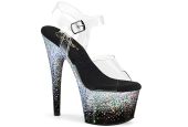 Sandales à plateforme transparente et dégradé de strass noirs Adore-708SS Sandales à plateforme transparente et dégradé de strass noirs Adore-708SS
