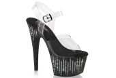Sandales à plateforme noire et cascade de strass argentés sur le flanc Adore-708WFRS