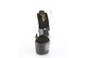Sandales de scène transparentes avec talon aiguille 18cm orné d'une pluie de cristaux Pleaser