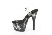 Sandales sexy à talon stiletto noir avec lignes de strass asymétriques verticales Adore