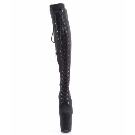 Cuissardes velours noir talon 20 cm Pleaser FLAMINGO 3014FS