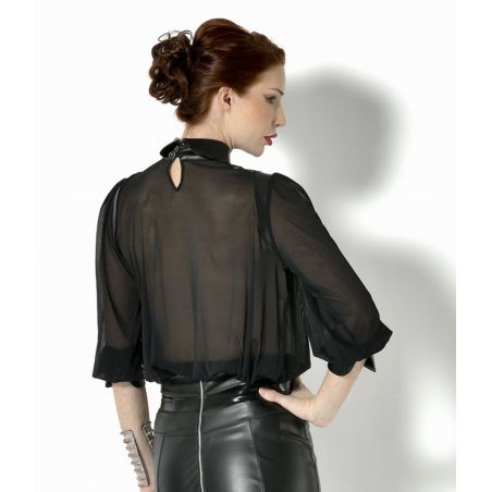 Chemisier noir transparent grande taille XS au 4XL Catanzaro PC304302T22