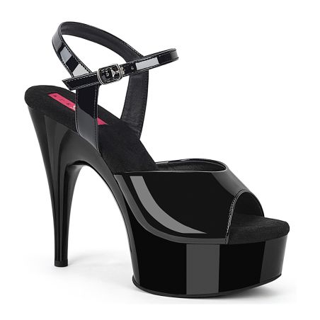 Sandales noires vernies Pink Label REVEL-609 talon 15,2 cm