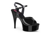 Sandales noires vernies Pink Label REVEL-609 talon 15,2 cm