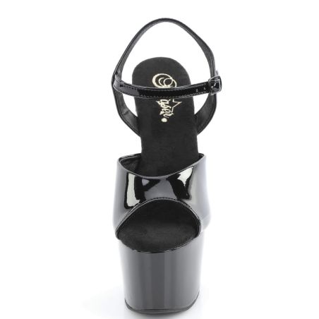 Sandales noires vernies Pleaser ADORE-709WR talon 18 cm