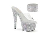 Mules Pleaser BEJEWELED-712MS transparentes strass argent irisé Mules Pleaser BEJEWELED-712MS transparentes strass argent irisé