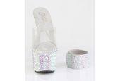 Mules à plateforme Pleaser BEJEWELED-712MS strass argentés Mules à plateforme Pleaser BEJEWELED-712MS strass argentés