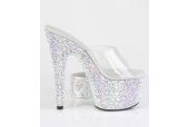 Mules plateforme strass argentés Pleaser BEJEWELED-712MS Mules plateforme strass argentés Pleaser BEJEWELED-712MS