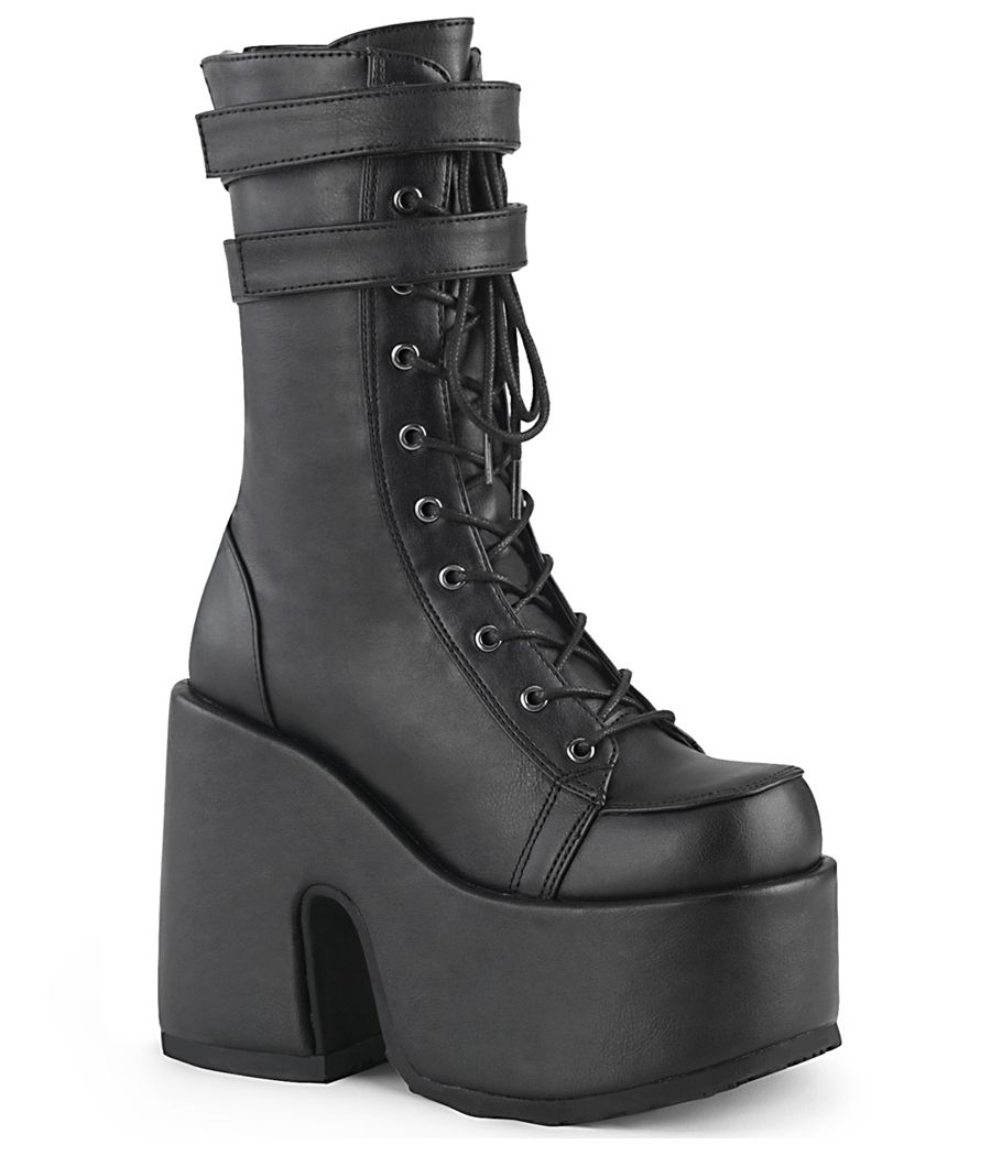 Bottines Demonia CAMEL-250 noir métallisé à plateforme