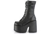 Bottines plateforme Demonia CAMEL-250 noir brillant à lacets