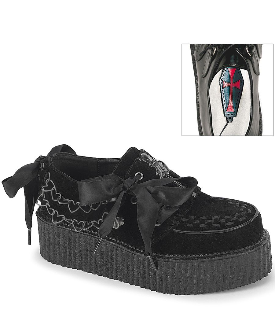 Creepers Demonia CREEPER-312 noires à plateforme 5 cm