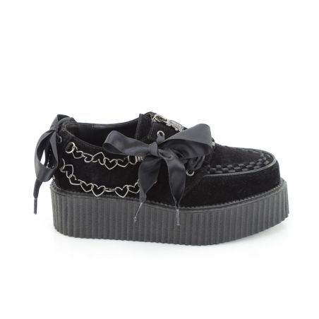 Creepers Demonia CREEPER-312 noires nœuds satinés et chaîne