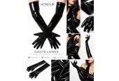 Gants longs Honour JGP1 en vinyle noir brillant Gants longs Honour JGP1 en vinyle noir brillant
