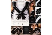 Gants soubrette Honour H2337 en vinyle noir et volant blanc Gants soubrette Honour H2337 en vinyle noir et volant blanc