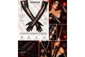 Gants longs lacés Honour H2061 en vinyle noir brillant Gants longs lacés Honour H2061 en vinyle noir brillant
