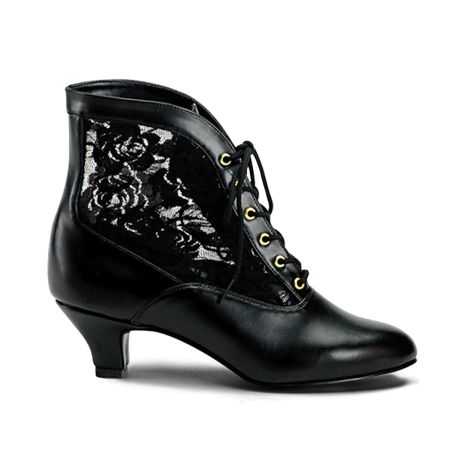 Bottines rétro de luxe Funtasma Dame 05 à petits talons bobines et lacets style victorien LBDHT.