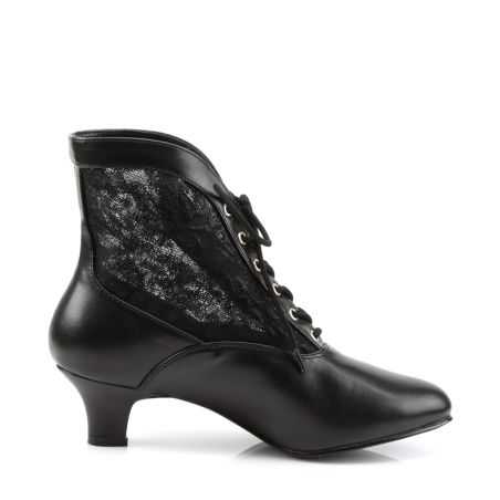 Bottines fétiches victoriennes noires adaptées à toutes les morphologies pour looks alternatifs.