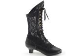 Bottines rétro de luxe Funtasma Dame 115 à petits talons bobines, découpes dentelle et bouts ouverts LBDHT.