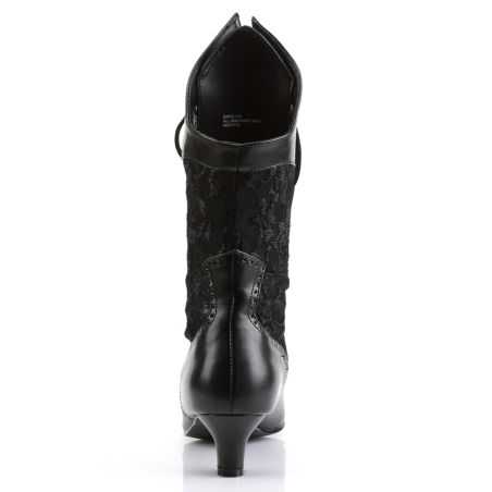 Bottines de clubbing haut de gamme noires style boudoir victorien avec fermeture éclair LBDHT.