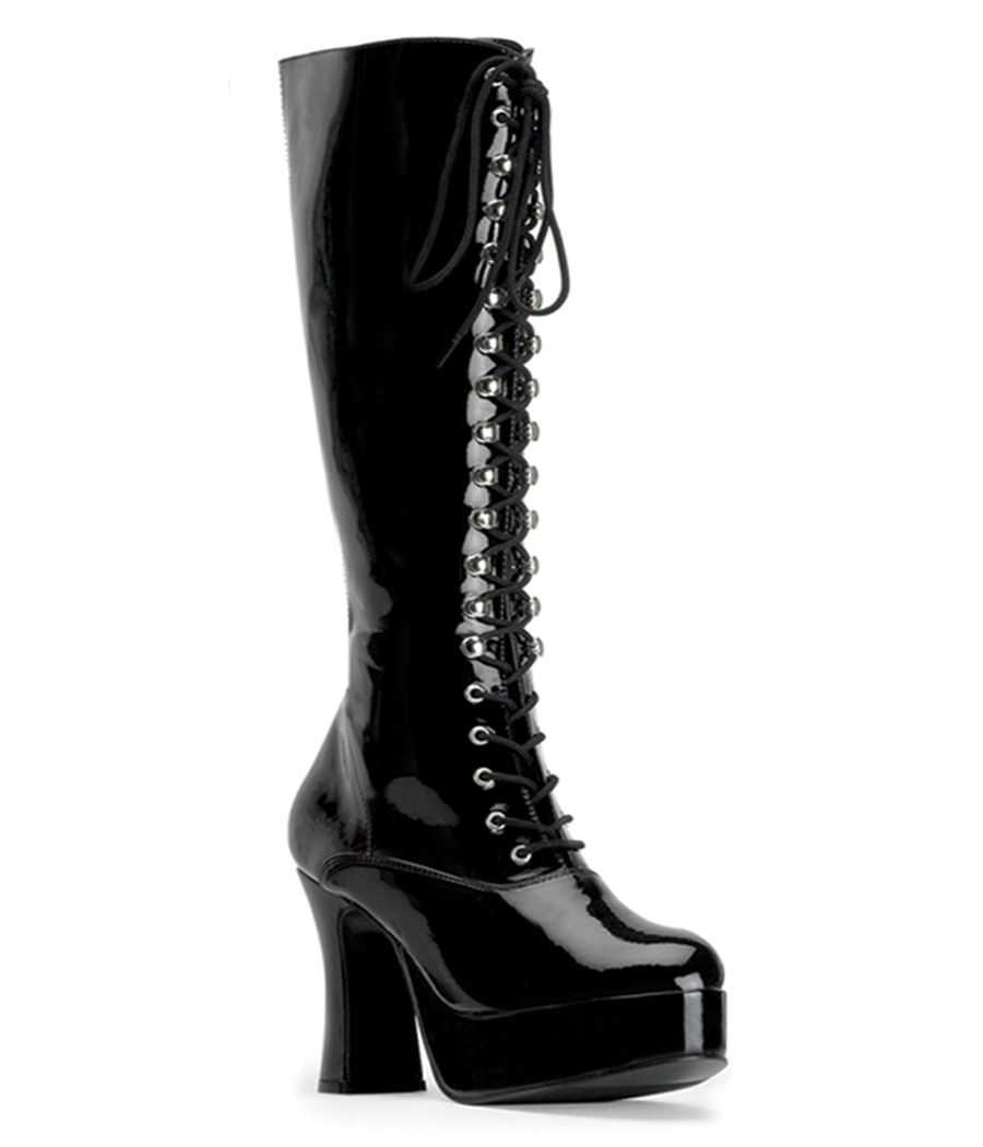bottes-genou-lacets-plateforme-gogo-vintage-noir-verni-grande-taille