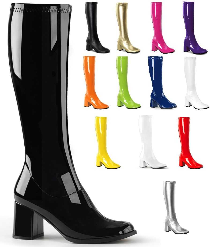 bottes-gogo-vintage-sixties-multi-coloris-verni-mat-grande-taille