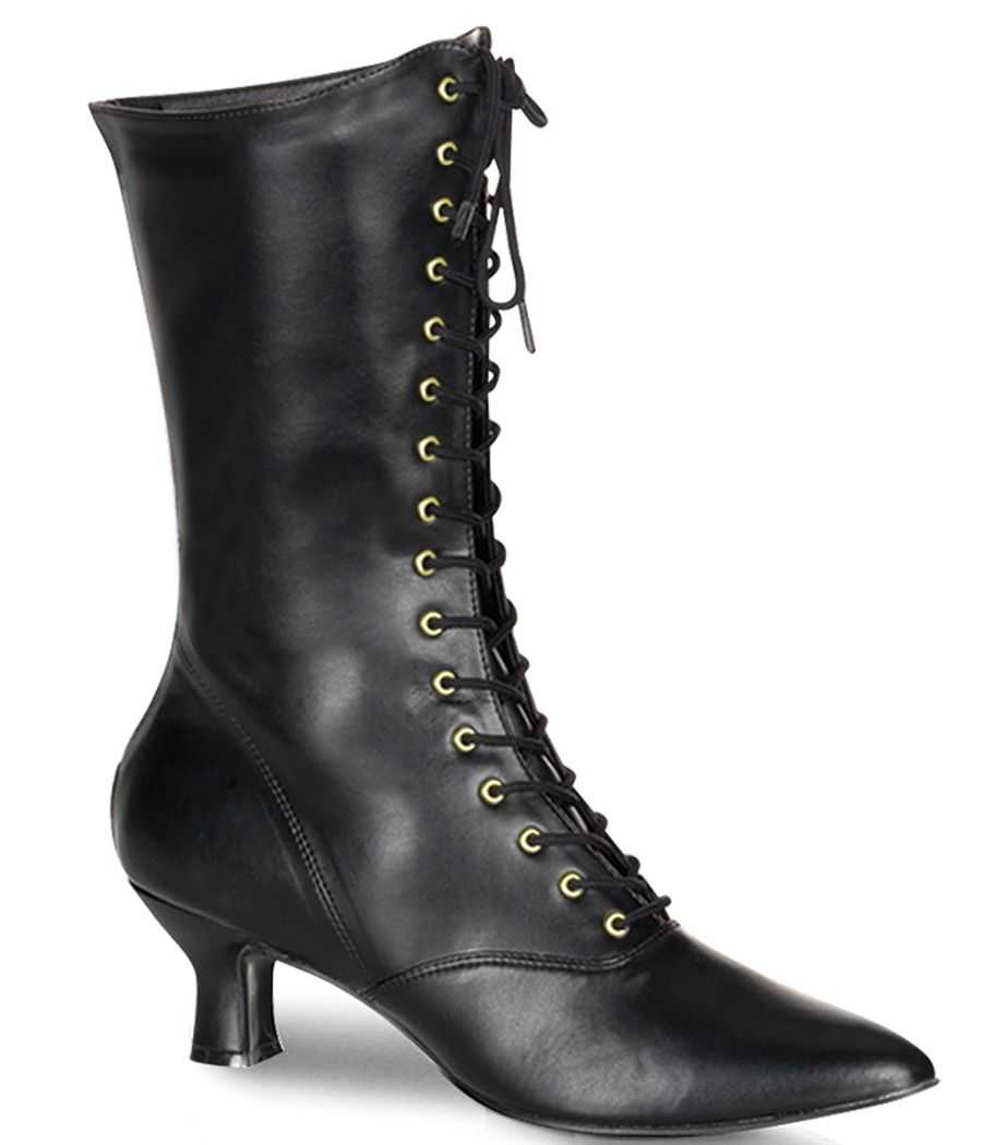Bottines rétro de luxe Funtasma Victorian 120 à talons bobines, lacets et découpes richelieu LBDHT.