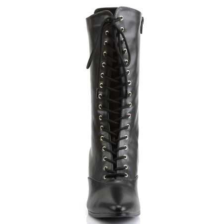 Bottines noires vintage Funtasma Victorian 120 à petits talons kitten heel pour scène burlesque.