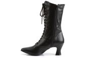 Bottines de cabaret noires en simili cuir souple au look édouardien et grandes tailles inclusives.