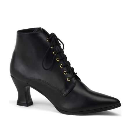 Bottines rétro de luxe Funtasma Victorian 35 à petits talons bobines, lacets et rubans en satin LBDHT.