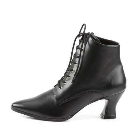 Bottines de spectacle noires en similicuir souple style boudoir en grandes tailles inclusives.