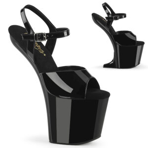 Sandales sexy heelless noires et chaussures sans talon à plateau haut pour performance.